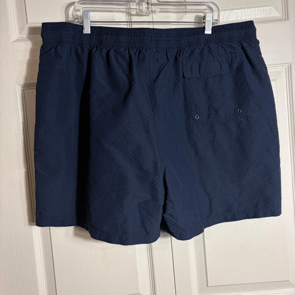 Brooks Brothers Mens Navy Blue Textured Mesh Lined Swim Trunks XXL 100131644